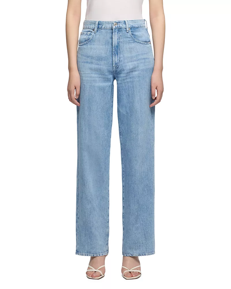 7 For All Mankind High Rise Stovepipe Straight Jeans in Iris
