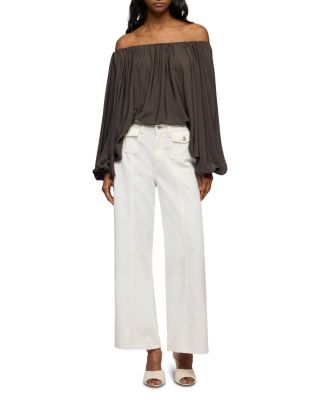Lotta Ankle Wide Leg Jeans in Linen Ostuni