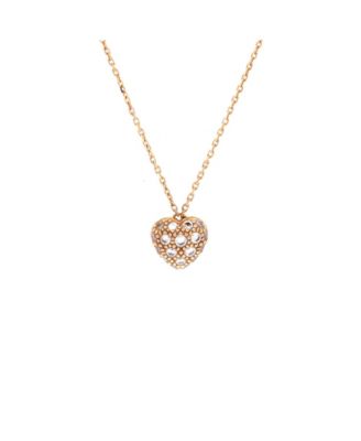 Heart Pendant Necklace 18K Rose Gold and Diamonds 16.25"