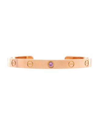  Love Cuff Bracelet 18K Rose Gold with Pink Sapphire