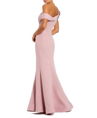  Crepe Floral Beaded Off The Shoulder Mermaid Gown