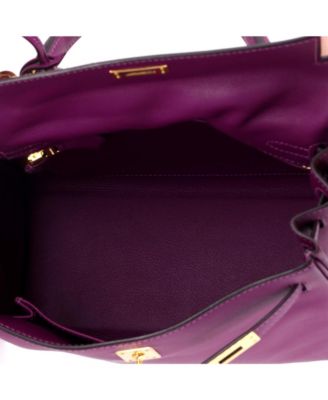 Kelly 25 Handbag Purple Swift with Gold Hardware