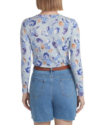 Embroidered Bird Print Top