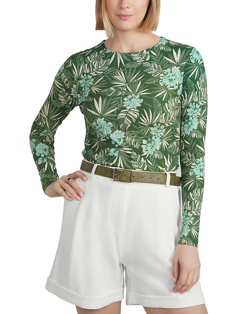 Point Embroidered Bird Print Top