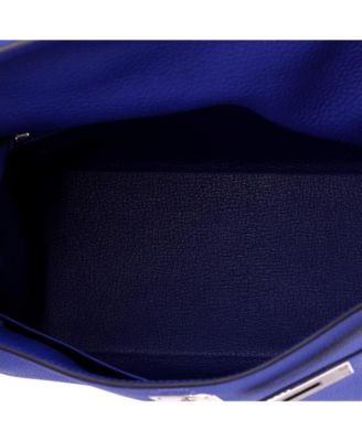 Kelly 28 Handbag Blue Togo with Palladium Hardware