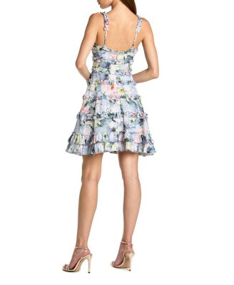  Floral Square Neck Ruffle Mini Dress