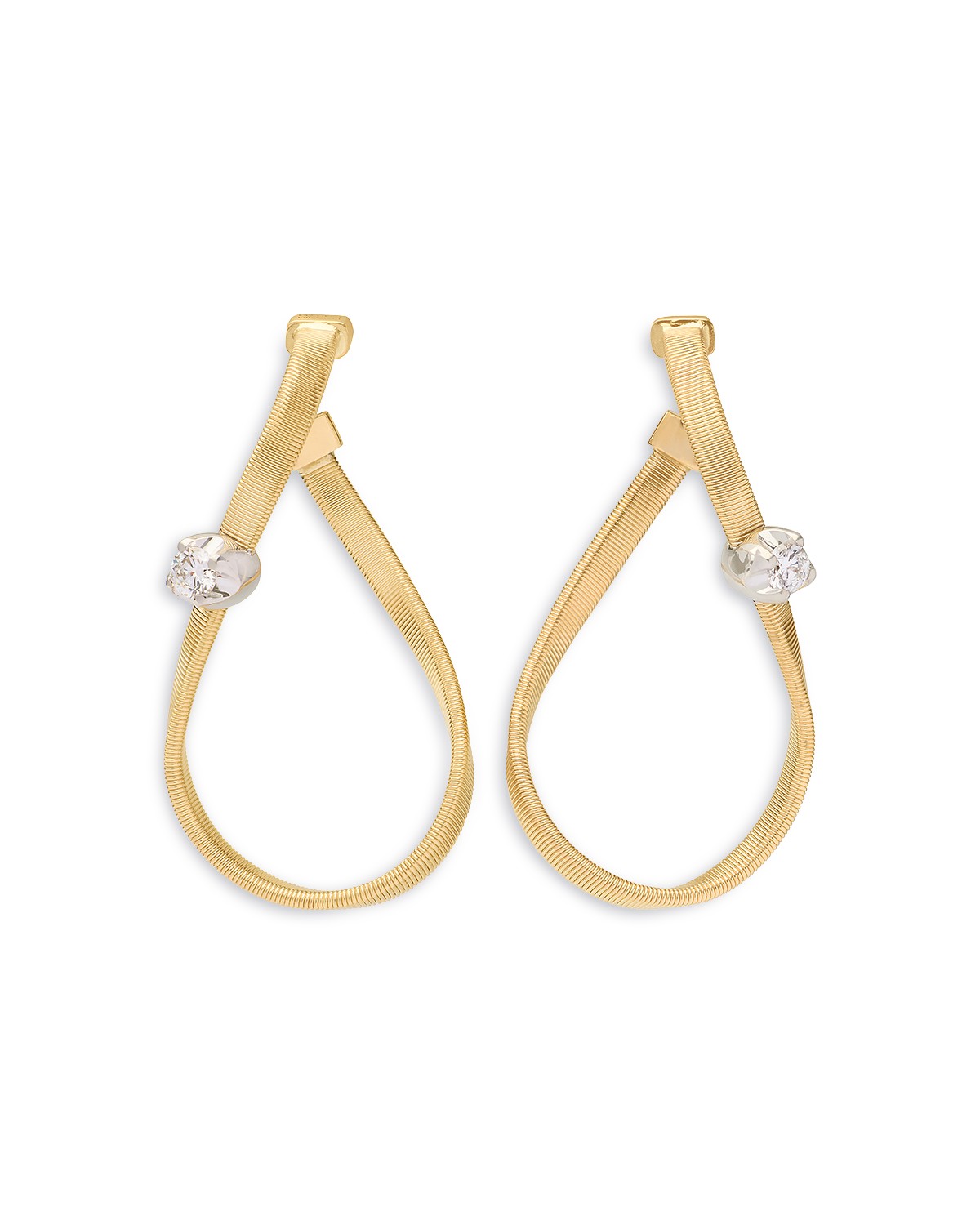 18K White & Yellow Gold Marrakech Diamond Chain Link Hoop Earrings