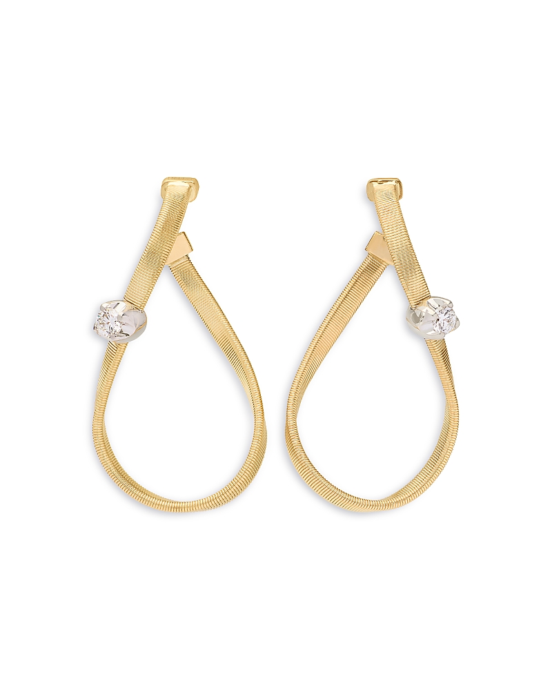 Marco Bicego 18K White & Yellow Gold Marrakech Diamond Chain Link Hoop Earrings