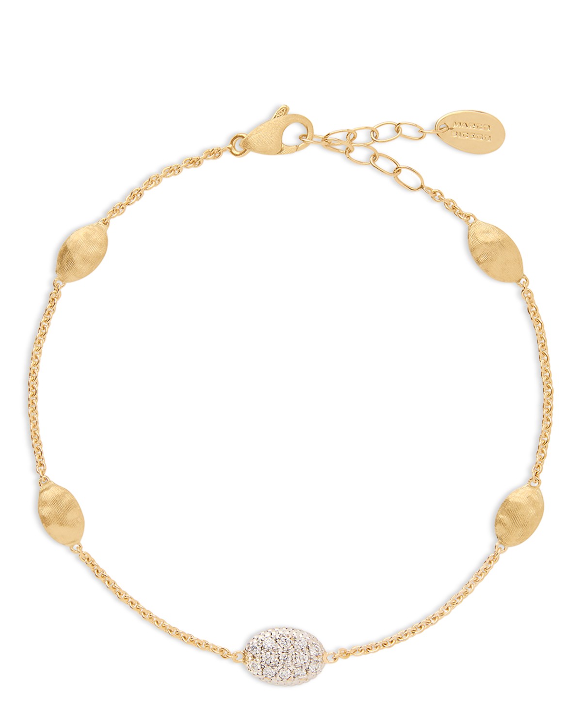 18K Yellow Gold Siviglia Diamond & Textured Link Chain Bracelet