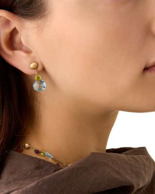 18K Yellow Gold Paradise Multi Gemstone Drop Earrings