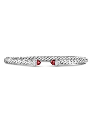 Cablespira Flex&reg; Bracelet in Sterling Silver with Rhodolite Garnet and Diamonds, 4mm