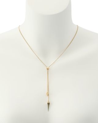 Hazel Crystal Spike Lariat Necklace, 28"