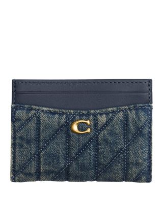 Essential Card Case In Cotton Denim With Quilting