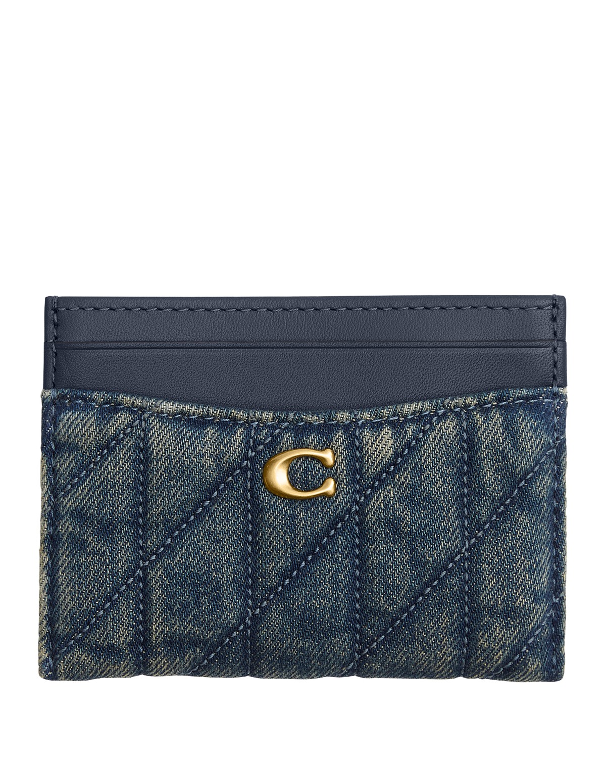 Essential Card Case In Cotton Denim With Quilting