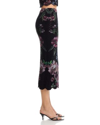 Floral Sweater Knit Midi Skirt - Exclusive