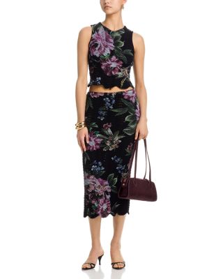 Floral Sweater Knit Midi Skirt - Exclusive