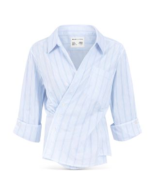 3/4 Sleeve Asymmetric Wrap Shirt