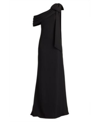  Cassia Bow-Shoulder Crepe Gown