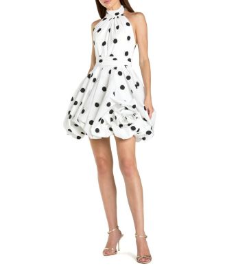 Satin Halter Neck Sleeveless Bubble Hem Mini Dress