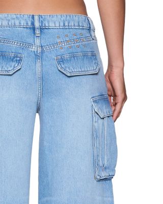 Dropout Low Rise Cargo Jeans in Denim