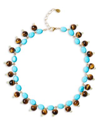 Multi Gemstone Collar Necklace, 16-18"