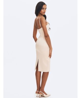  Gracie Ruched Satin Midi Dress