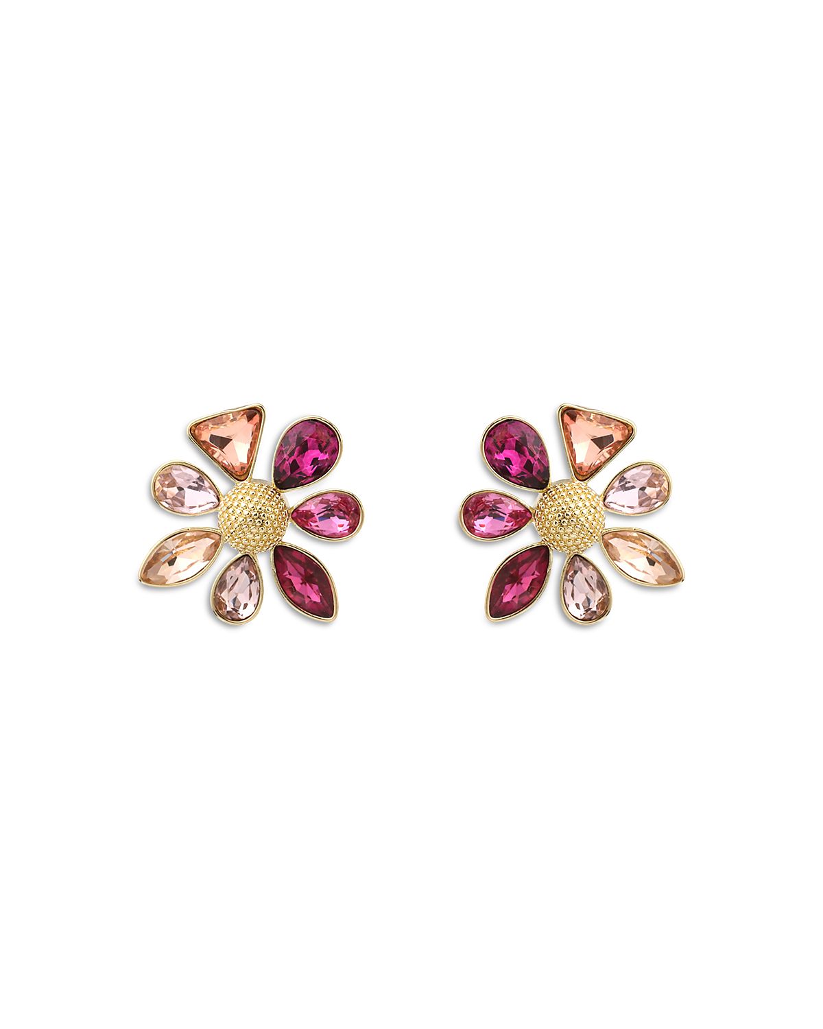 Aqua Cubic Zirconia Flower Stud Earrings - Exclusive