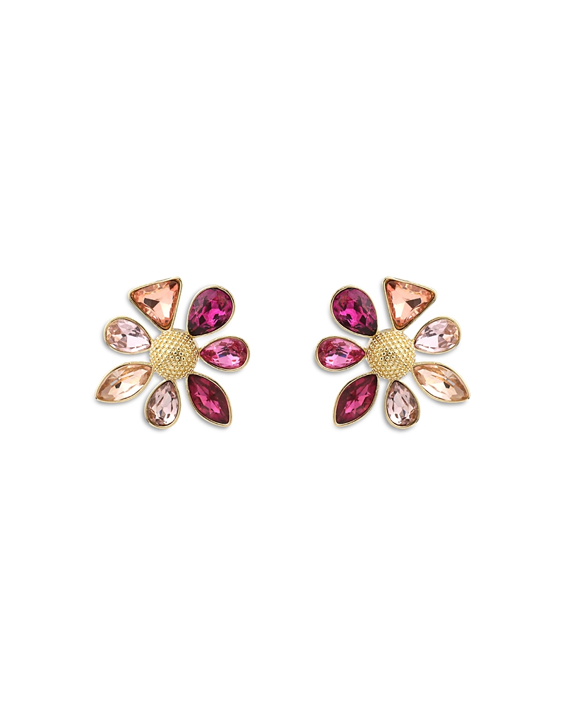 Aqua Cubic Zirconia Flower Stud Earrings - Exclusive