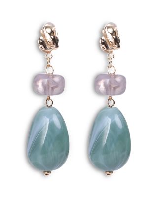 Marbled Stone Drop Earrings - Exclusive