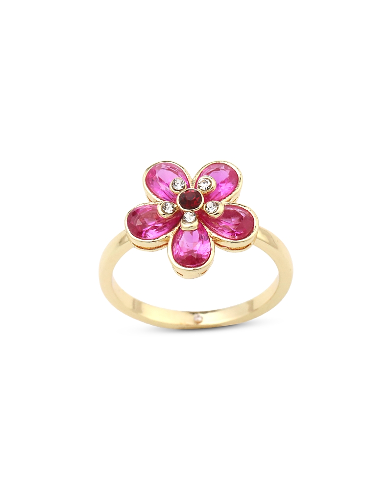 Aqua Cubic Zirconia Flower Cocktail Ring - Exclusive