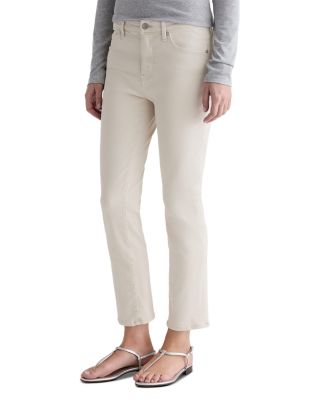 Mari Mid Rise Slim Straight Crop Jeans in Pumice