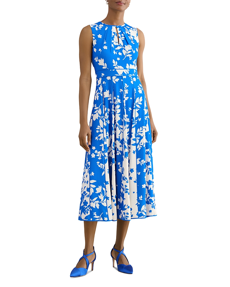 Hobbs London Petites Angelica Floral Keyhole Neck Midi Dress