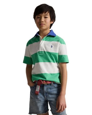 Boys' Striped Cotton Short Sleeved Rugby Shirt - Big Kid