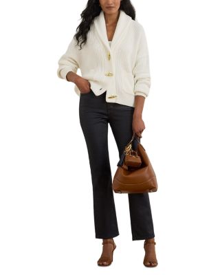 Coated High Rise Ankle Straight Jeans in Navy