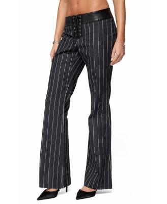  Pinstripe Low Rise Flared Jeans
