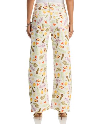 Printed High Rise Wide Leg Jeans in Fruit Print - Exclusive 