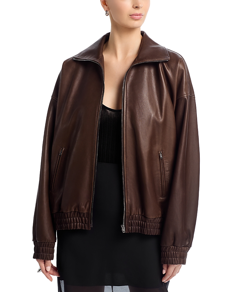 Acne Studios Leather Funnel Neck Jacket