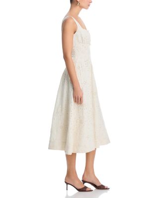 Embroidered Paisley Tie Front Midi Dress - Exclusive