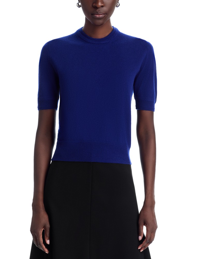 Jil Sander Short Sleeve Wool Tee in Violet Night