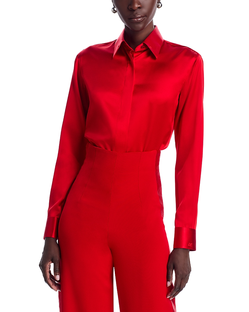 Sergio Hudson Button Front Silk Blouse