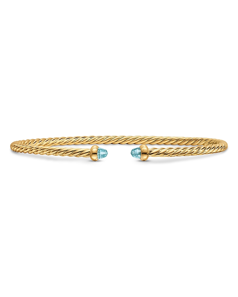 Micro Cablespira Flex Bracelet in 18K Yellow Gold with Aquamarine, 2.6mm