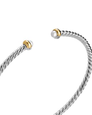 Micro Cable Flex&reg; Bracelet in Sterling Silver with 14K Yellow Gold and Pearls, 2.6mm