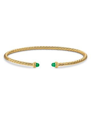 Micro Cablespira&reg; Flex Bracelet in 18K Yellow Gold with Emeralds, 2.6mm