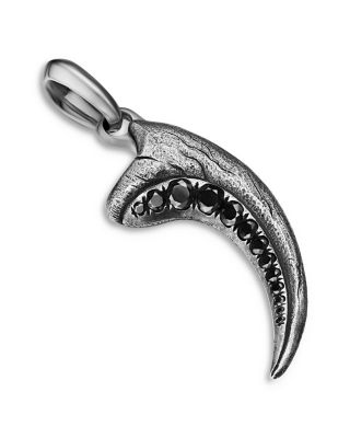 Men's Raptor Claw Amulet in Sterling Silver with Black Diamonds, 36.2mm
