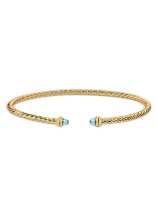 Micro Cablespira&reg; Flex Bracelet in 18K Yellow Gold with Aquamarine, 2.6mm