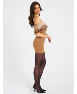  Nadira Off Shoulder Faux Fur Trim Mini Dress