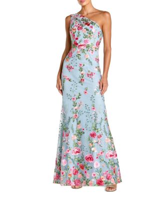  One Shoulder Lace Embroidered Gown