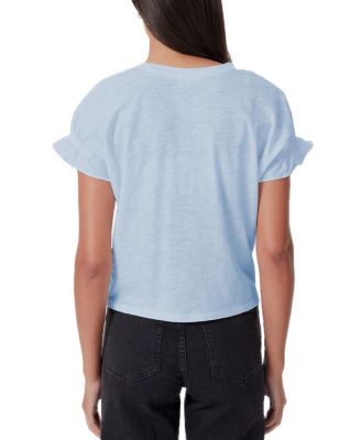  Signature Slub Puff & Ruffle Sleeve Top