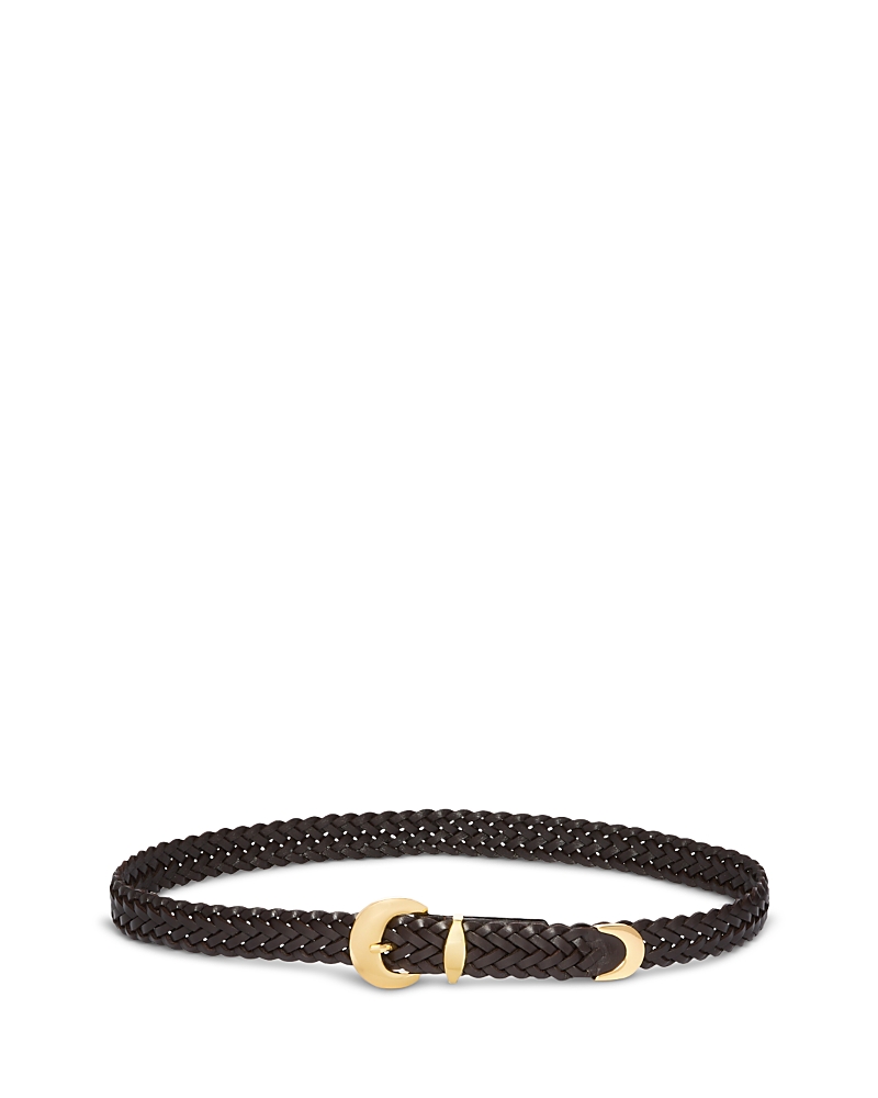 Madewell Women's Lucie Domed Buckle Woven Leather Belt
