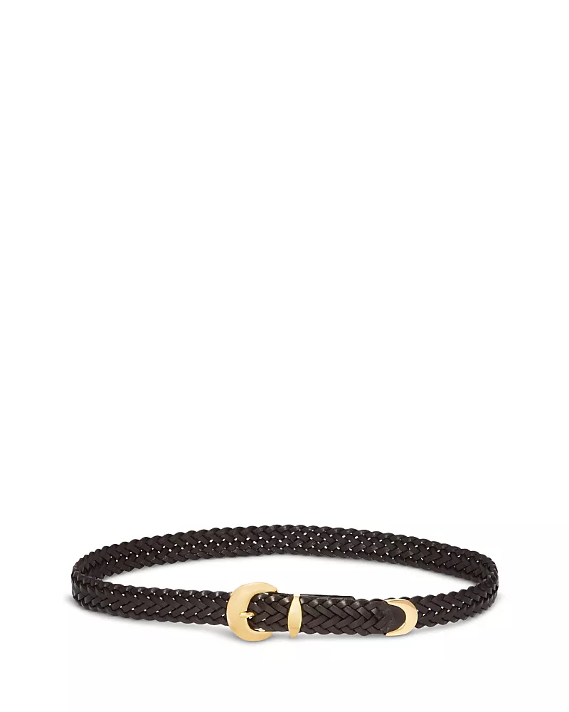 Madewell Women's Lucie Domed Buckle Woven Leather Belt